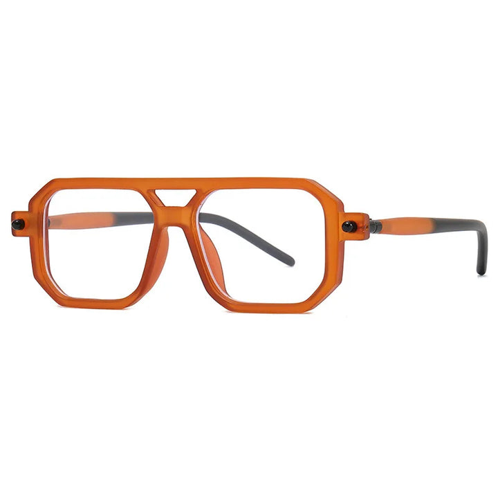 Kocolior Unisex Full Rim Square Double Bridge PC Hyperopic Reading Glasses 86512 Reading Glasses Kocolior Orange 0