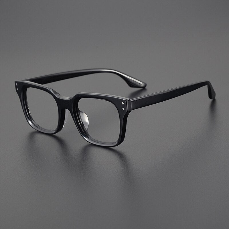 Gatenac Unisex Full Rim Square Acetate Eyeglasses Gxyj1104 Full Rim Gatenac Black