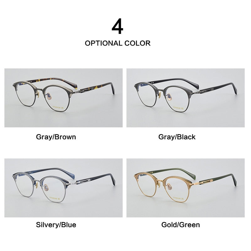 Muzz Unisex Full Rim Round Titanium Eyeglasses E051 Full Rim Muzz