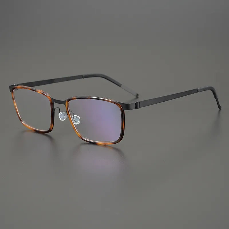 Black Mask Unisex Full Rim Rectangle Titanium Acetate Eyeglasses 9711 Full Rim Black Mask Tortoise-Black