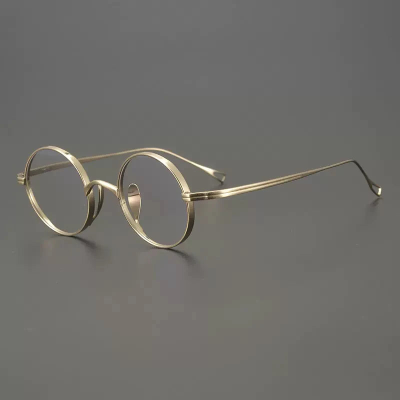 Gatenac Unisex Full Rim Small Round Titanium Eyeglasses Gxyj1446 Full Rim Gatenac Gold