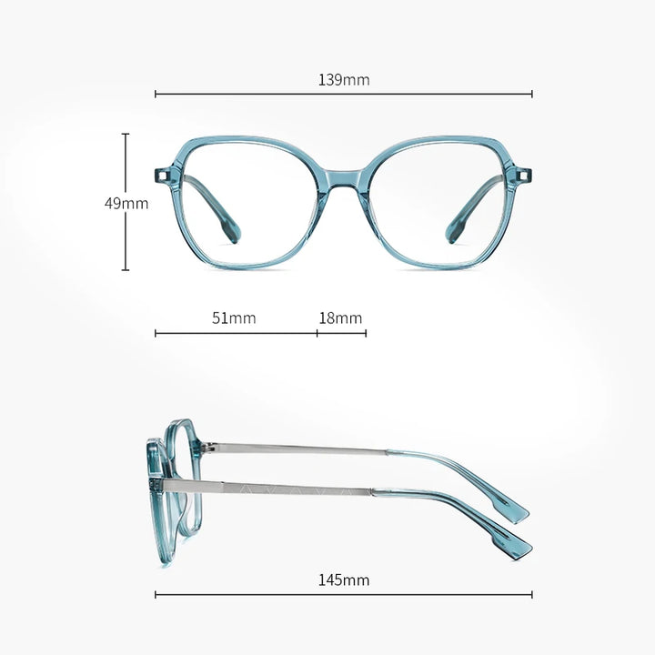 Gmei Women's Full Rim Square Acetate Alloy Eyeglasses 9225 Full Rim Gmei Optical