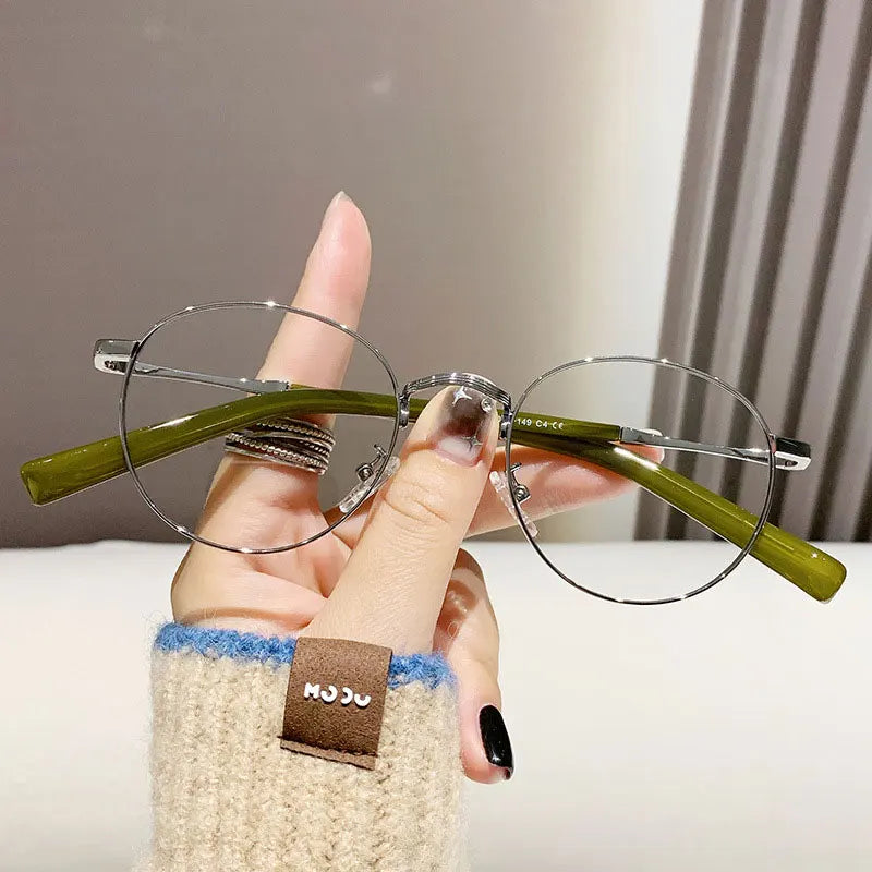 CCspace Unisex Full Rim Oval Alloy Acetate Eyeglasses 57243 Full Rim CCspace C4Silver