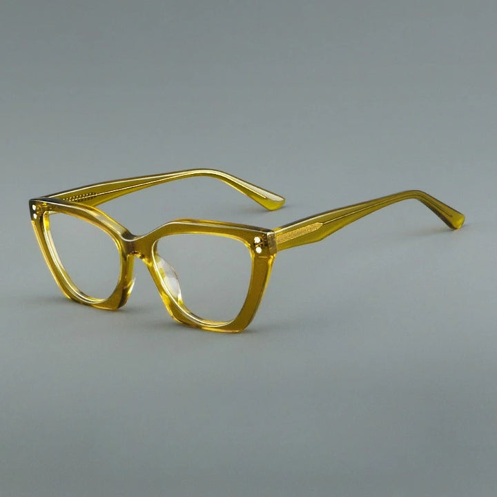 Hewei Women's Full Rim Square Cat Eye Thick Acetate Eyeglasses 88027