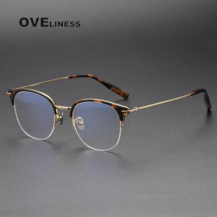 Oveliness Women's Full Rim Round Acetate Titanium Eyeglasses 80988