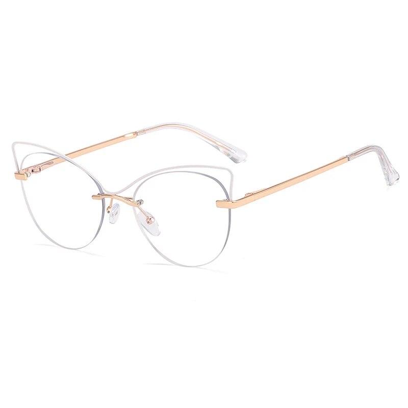 CCspace Women's Semi Rim Cat Eye Alloy Eyeglasses 57026 Semi Rim CCspace C2White