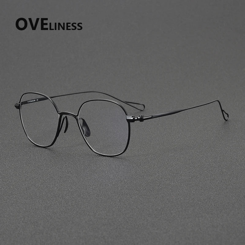 Oveliness Unisex Full Rim Polygon Round Titanium Eyeglasses 61156