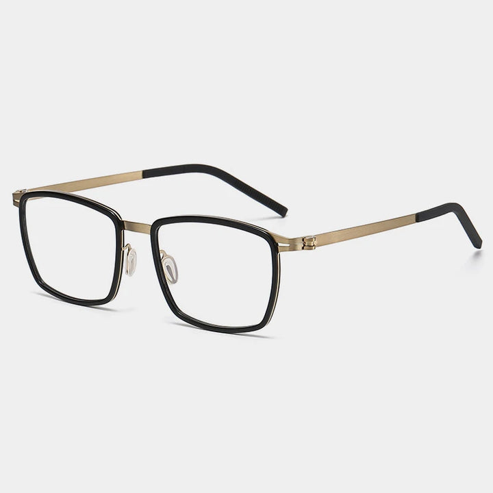 Gatenac Mens Full Rim Square Acetate Eyeglasses Gxyj-1187 Full Rim Gatenac Black Gold  