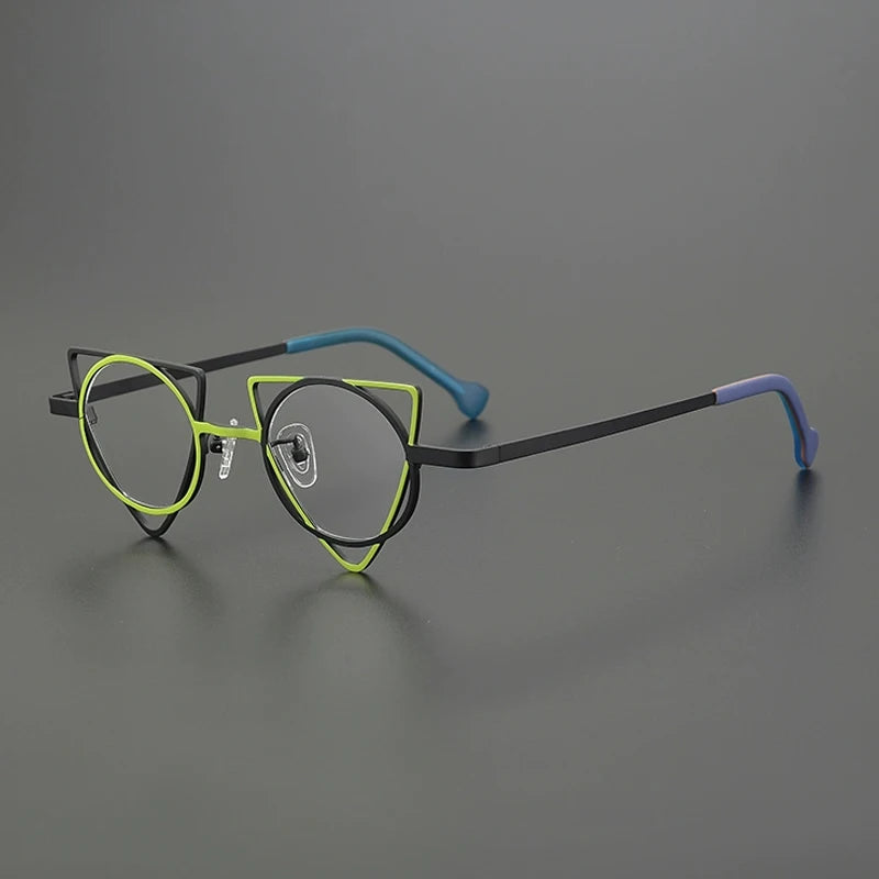 Gatenac Women's Full Rim Round Triangle Titanium Eyeglasses Gxyj85859