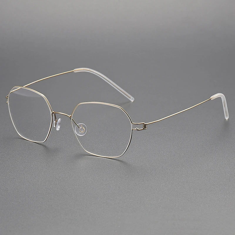 Black Mask Women's Full Rim Irregular Polygon Screwless Titanium Eyeglasses 1750 Full Rim Black Mask Gold