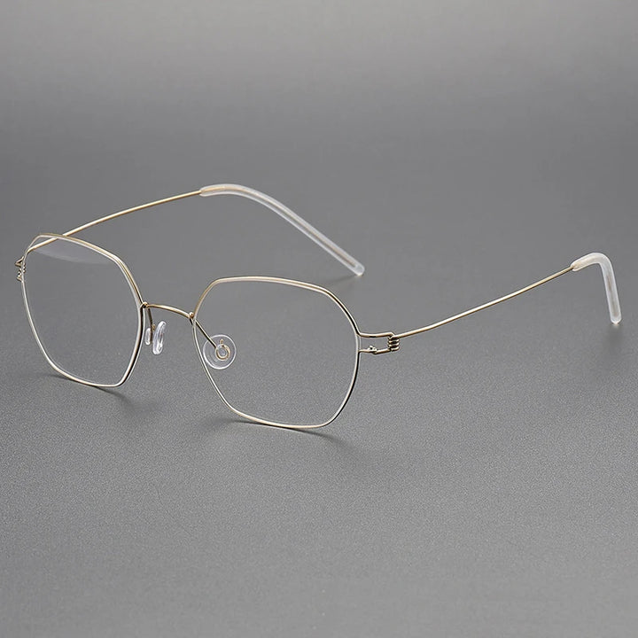 Black Mask Women's Full Rim Irregular Polygon Screwless Titanium Eyeglasses 1750 Full Rim Black Mask Gold
