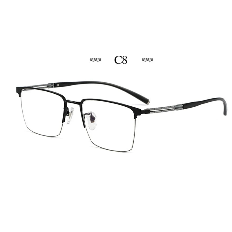 Hotochki Unisex Semi Rim Square Titanium Eyeglasses 486107