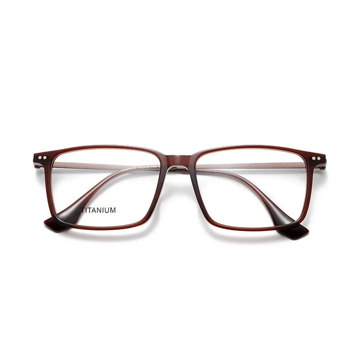 Muzz Men's Full Rim Square Acetate Titanium Eyeglasses 85295 Full Rim Muzz Wine Red