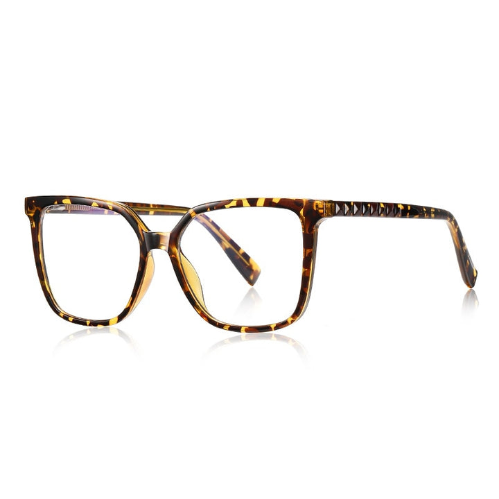 CCspace Unisex Full Rim Square Cat Eye Tr 90 Titanium Eyeglasses 56801 Full Rim CCspace C3Leopard
