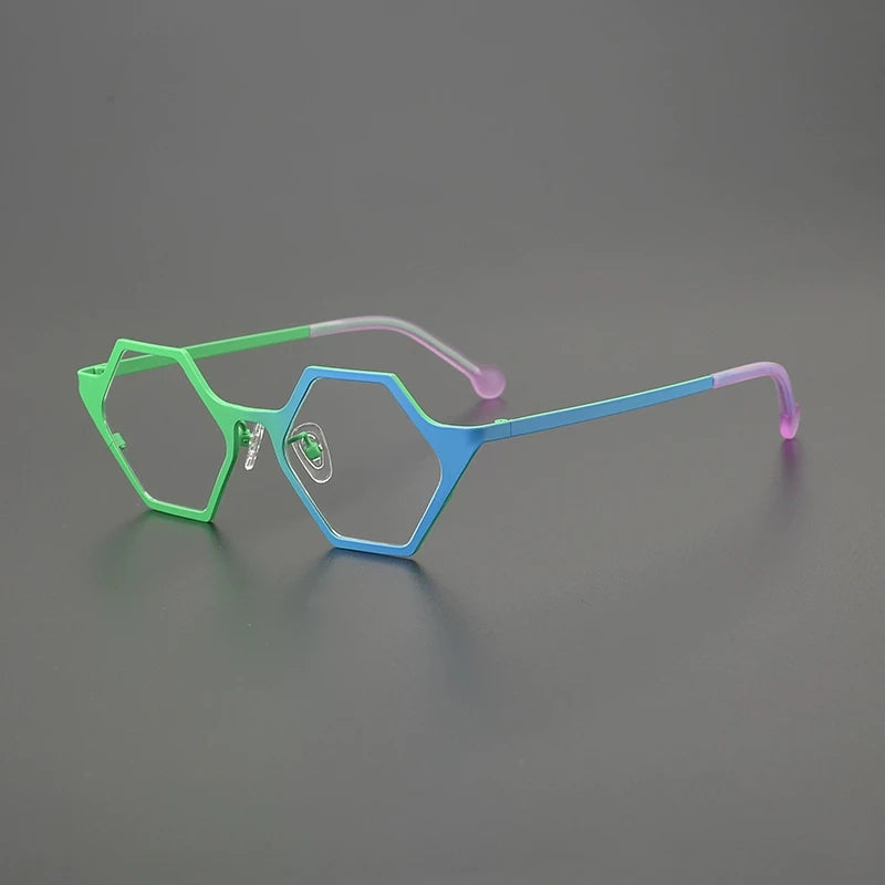 Gatenac Women's Full Rim Polygon Acetate Titanium Eyeglasses G85881