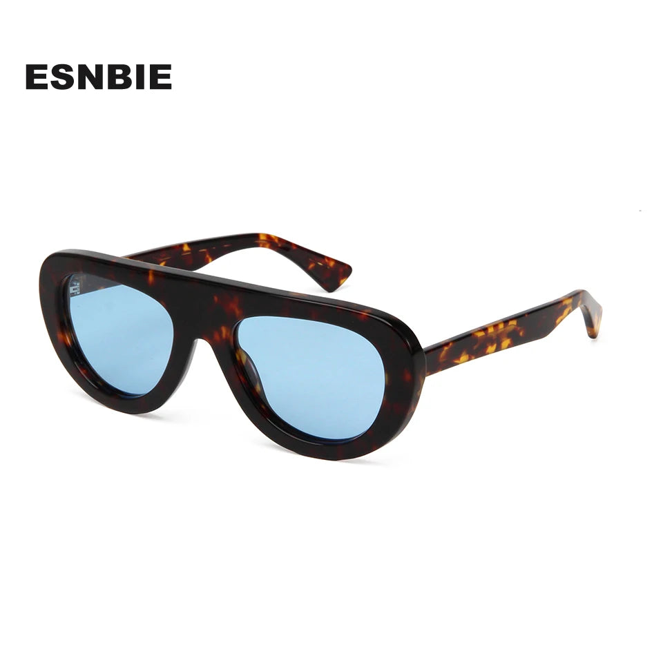 Esnbie Men's Full Rim Oval Square Acetate Tac Sunglasses 240811