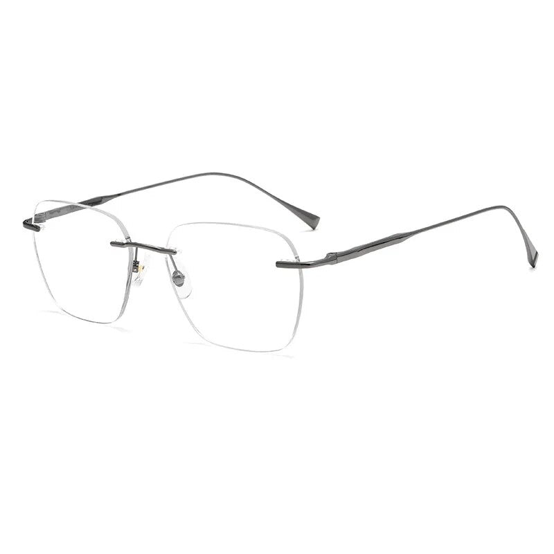 Reven Jate Unisex Rimless Square Titanium Eyeglasses 1912t Rimless Reven Jate grey