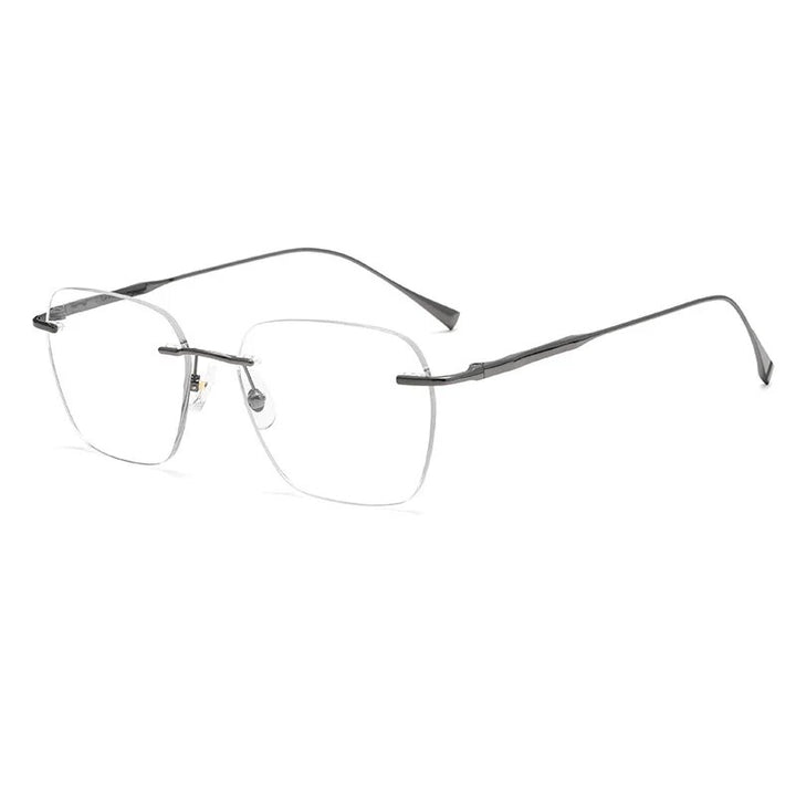 Reven Jate Unisex Rimless Square Titanium Eyeglasses 1912t Rimless Reven Jate grey