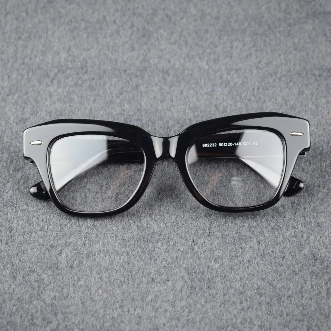 Hewei Unisex Full Rim Square Brow Line Thick Acetate Eyeglasses 92232 Full Rim Hewei C1 CHINA