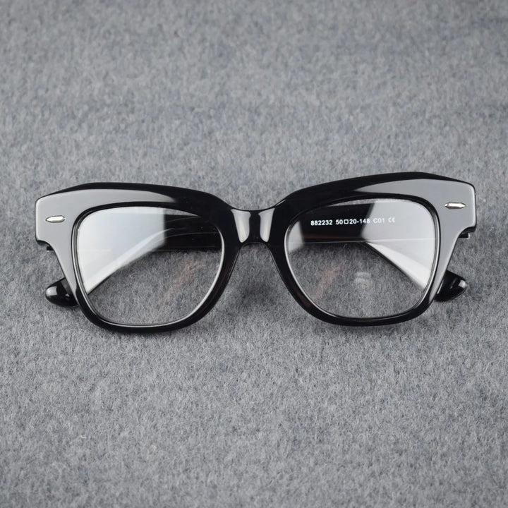 Hewei Unisex Full Rim Square Brow Line Thick Acetate Eyeglasses 92232 Full Rim Hewei C1 CHINA