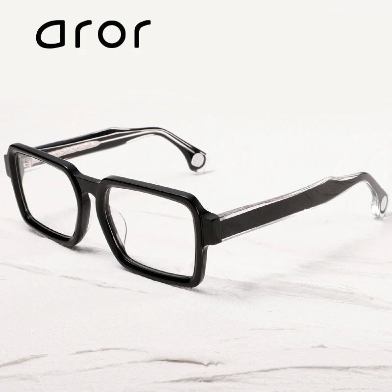 Aror Men's Full Rim Square Brow Line Thick Acetate Eyeglasses 61778