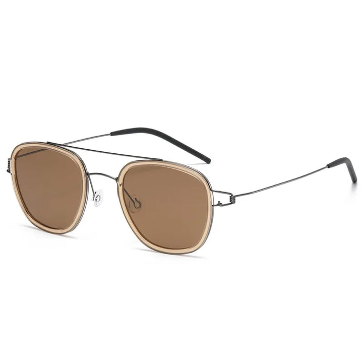 Black Mask Unisex Full Rim Square Double Bridge Titanium Sunglasses 8205 Full Rim Black Mask C6 As Shown