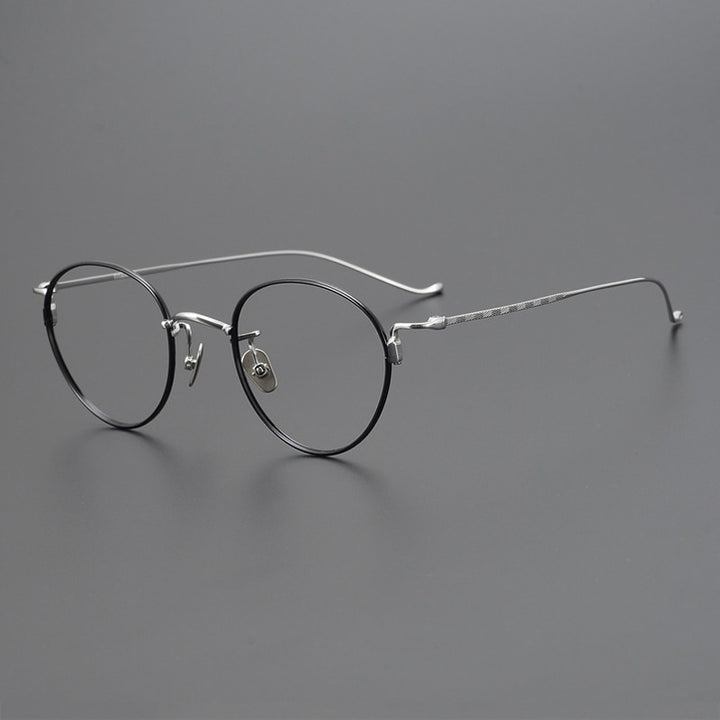 Gatenac Unisex Full Rim Round Titanium Eyeglasses Gxyj1051 Full Rim Gatenac