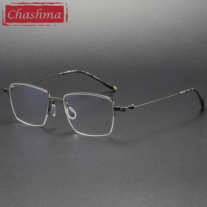 Chashma Unisex Semi Rim Square Titanium Eyeglasses 202307