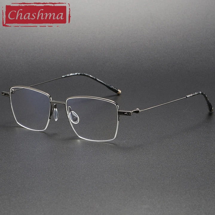 Chashma Unisex Semi Rim Square Titanium Eyeglasses 202307