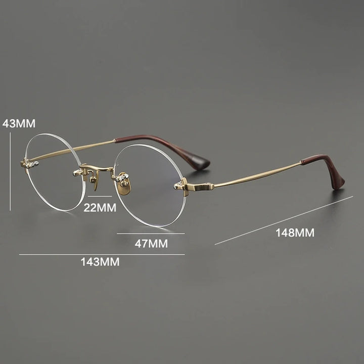 Gatenac Unisex Rimless Polygon Round Titanium Eyeglasses G41486