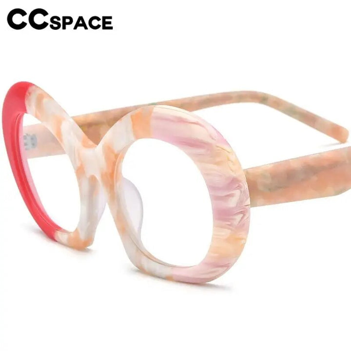 CCspace Unisex Full Rim Round Acetate Eyeglasses 57053 Full Rim CCspace