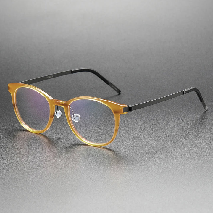 Aimee Unisex Full Rim Oval Square Titanium Acetate Eyeglasses 48181 Full Rim Aimee Yellow