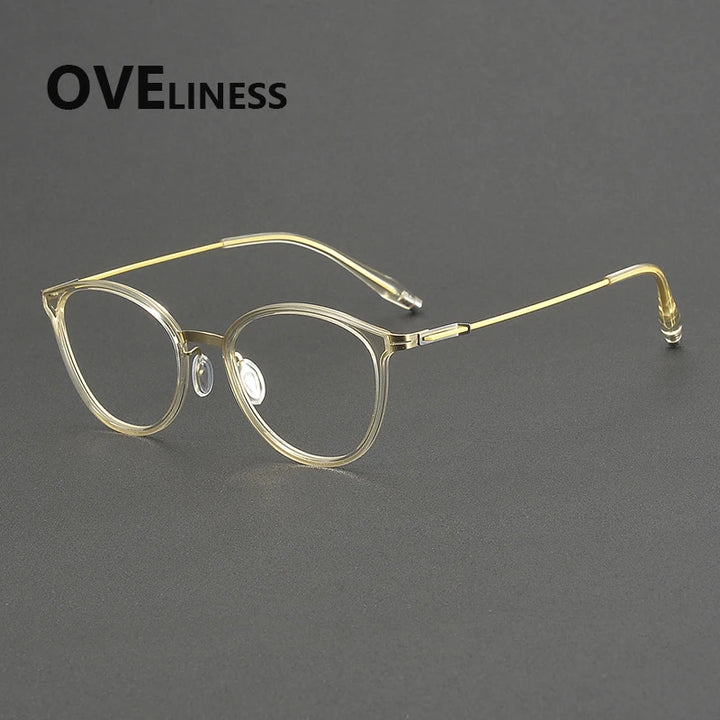 Oveliness Unisex Full Rim Oval Round Acetate Titanium Eyeglasses 22501