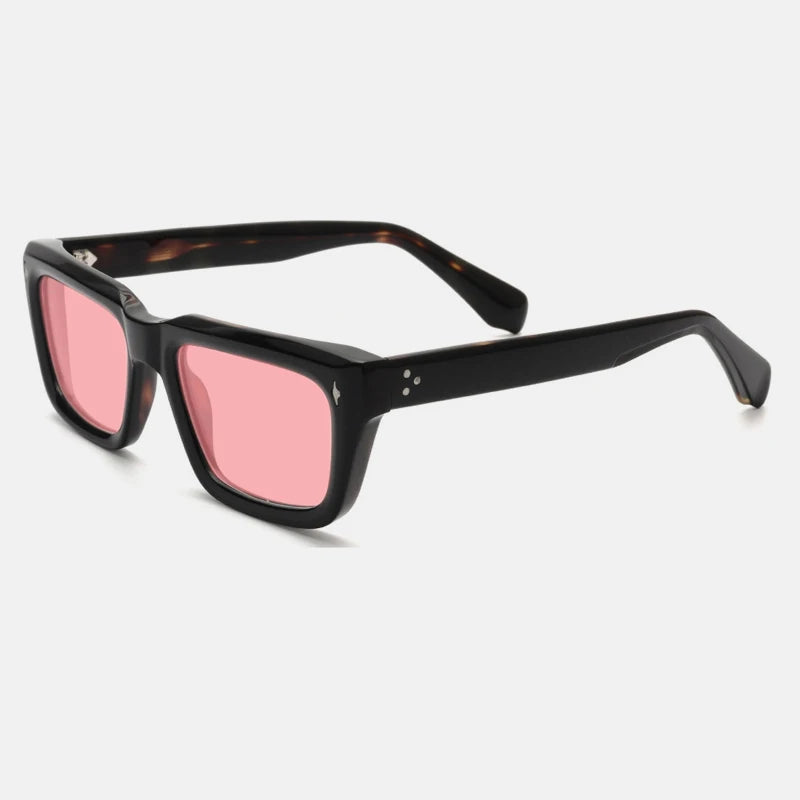 Gatenac Unisex Full Rim Square Polarized Acetate Sunglasses Mo13 Sunglasses Gatenac Tortoiseshell Pink
