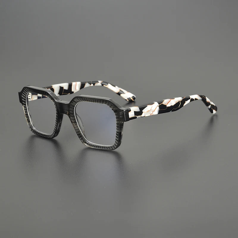 Nobler Unisex Full Rim Flat Top Square Thick Acetate Eyeglasses T067 Full Rim Nobler C2