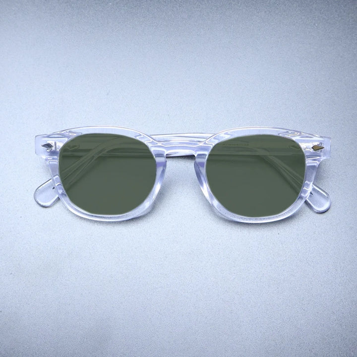 Gatenac Unisex Full Rim Square Polarized Acetate Sunglasses Mo14 Sunglasses Gatenac Transparent Green