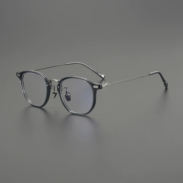 Gatenac Unisex Full Rim Oval Square Acetate Titanium Eyeglasses G8002
