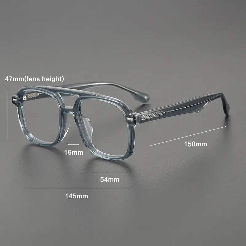 Gatenac Unisex Full Rim Square Double Bridge Acetate Eyeglasses Gxyj1136 Full Rim Gatenac