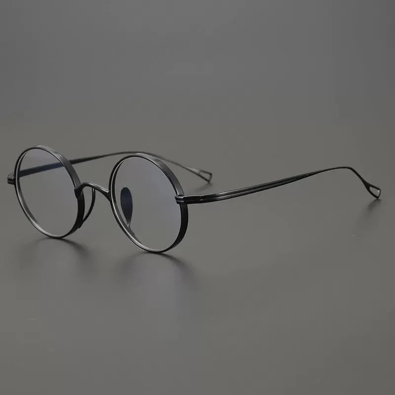 Gatenac Unisex Full Rim Small Round Titanium Eyeglasses Gxyj1446 Full Rim Gatenac Black