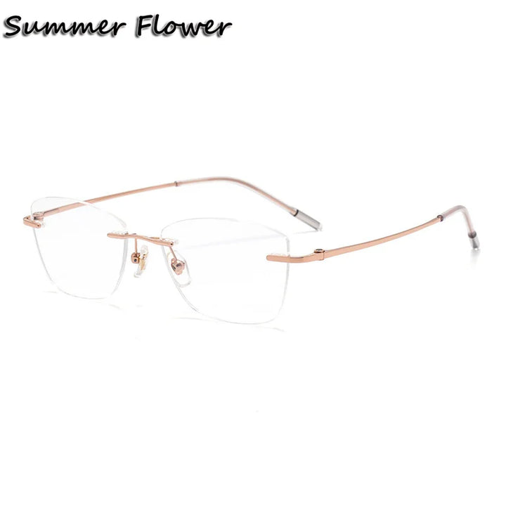 Summer Flower Women's Rimless Polygon Titanium Eyeglasses 10227
