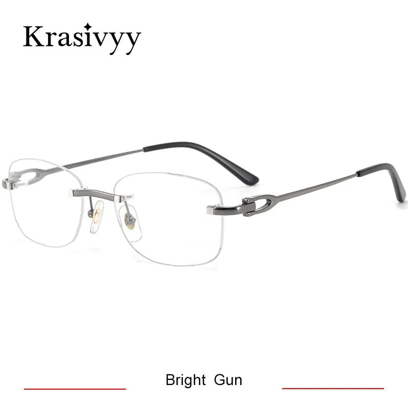 Krasivyy Unisex Rimless Square Titanium Eyeglasses Kr0290o Rimless Krasivyy Bright Gun CN 