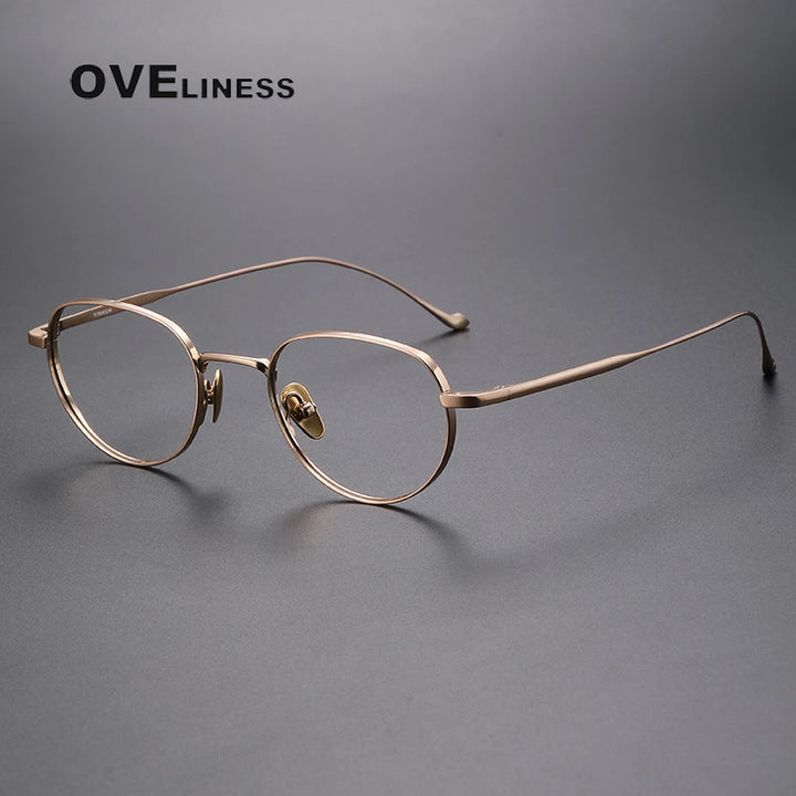 Oveliness Unisex Full Rim Oval Titanium Eyeglasses 0100 Full Rim Oveliness gold