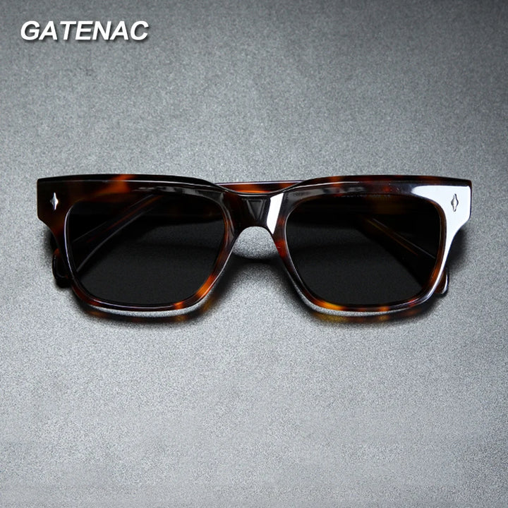 Gatenac Unisex Full Rim Square Polarized Acetate Sunglasses Mo15 Sunglasses Gatenac