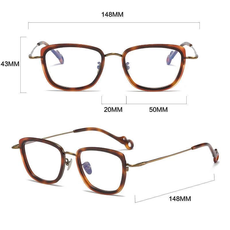 Gatenac Unisex Full Rim Cat Eye Acetate Titanium Eyeglasses Gxyj1458 Full Rim Gatenac