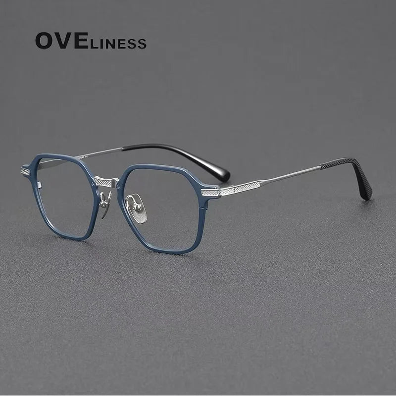 Oveliness Unisex Full Rim Polygon Acetate Titanium Eyeglasses 614425