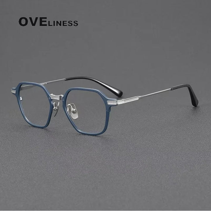 Oveliness Unisex Full Rim Polygon Acetate Titanium Eyeglasses 614425