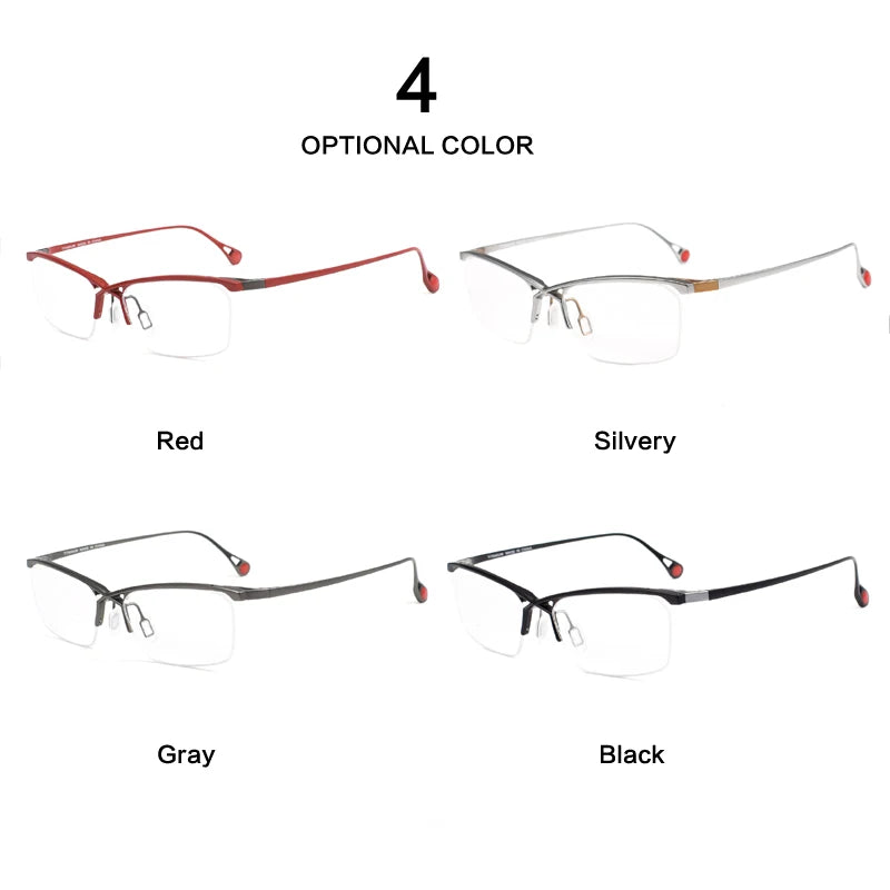 Muzz Mens Semi Rim Rectangle Titanium Eyeglasses 222 Semi Rim Muzz
