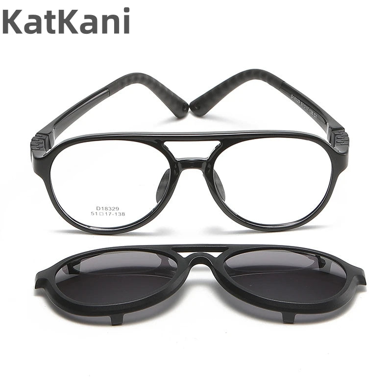 KatKani Childrens Unisex Full Rim Double Bridge Round Plastic Eyeglasses Dm18329 Full Rim KatKani Eyeglasses   