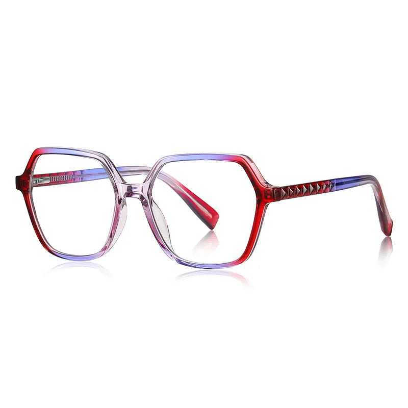 Vicky Unisex Full Rim Large Polygon Square Acetate Alloy Reading Glasses 2140 Reading Glasses Vicky PFD-2140-C4 0