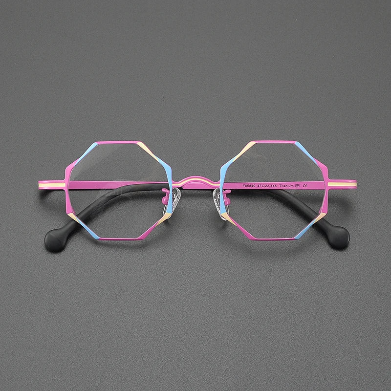 Nobler Women's Full Rim Polygon Titanium Eyeglasses 185849 Full Rim Nobler C3